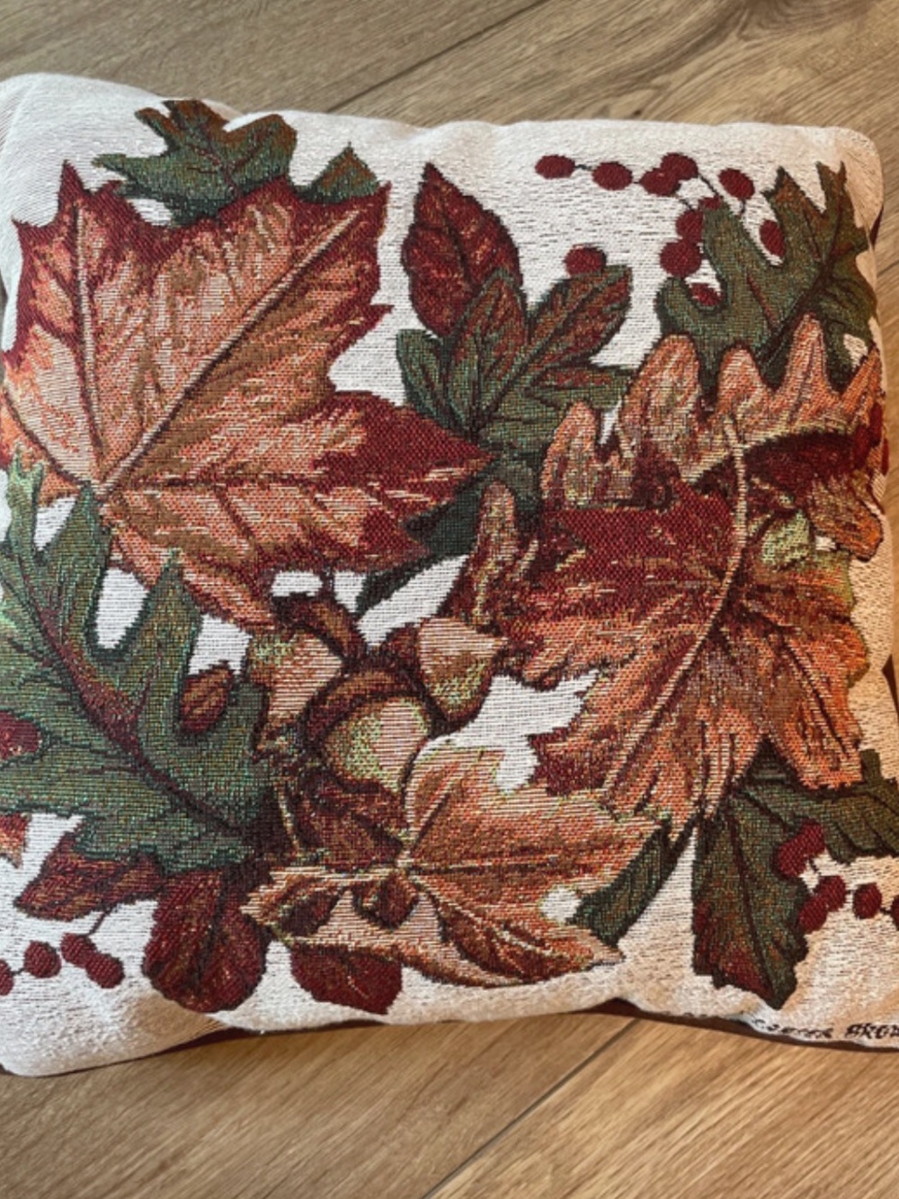 Fall Leaves Acorns Tapestry Pillow David Carter Brown 16â